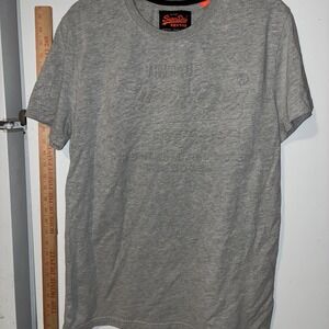 Superdry Shirt Mens Extra Large  XL Gray Premium Embossed Raised Soft Stretch